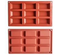 Moule à gâteau financier - Rectangulaire 9 cavités - Silicone antiadhésif - Démoulage facile - Rouge