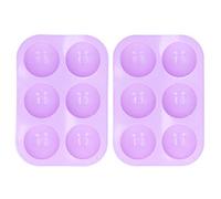 Moule à Gâteau Hémisphérique en Silicone Alimentaire 2 Pièces, 6 Grilles, 19,5x13,3cm, Violet - Résistant à la Chaleur, Multifonction, Pour Four et Réfrigérateur