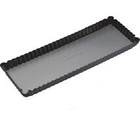 Moule à gâteau rectangulaire avec revêtement antiadhésif, moule à quiche avec bord ondulé et fond amovible, acier, noir, 36 x 13 x 2,5 cm