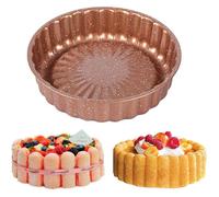 Moule à gâteau rond - DOK - 25 cm - Aluminium - 5 cm de profondeur - Bord droit - Sans soudure - Terre cuite - Savarin