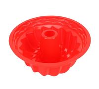 Moule à Gâteau Rond en Silicone Antiadhésif, Tube cannelé de 9.45 Pouces pour un Démoulage et un Nettoyage Faciles du Gâteau, Flexible et Durable (rouge)