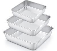 Moule à gâteaux carré, lot de 3, en acier inoxydable Moule à brownies Lavable au lave-vaisselle