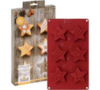 Moule à gâteaux « Petites étoiles », taille moyenne, 6 pièces, en silicone rouge, 7 cm