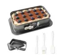 Moule à Gâteaux Rectangulaire à Charnière 28×18×6,5cm +3 Spatules Silicone | Moule antiadhésif pour cuisson, démontable facile démoulage, ensemble pâtisserie idéal pour gâteau, flan, quiche et desserts