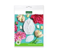 Moule à glaçage en silicone pivoine/tulipe pour pâte à sucre et veineuse, fleur Pro par Nicholas Lodge pour décoration de gâteaux, pâte à sucre et bonbons, de qualité alimentaire, Grey