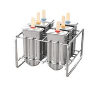 Moule à glace en métal - 14,5 x 13 x 10 cm avec 100 bâtonnets | Base de support en acier inoxydable 6 pièces réutilisable | Pour la crème glacée Yogourt glacé fait maison Jus de fruit