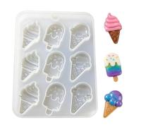 Moule à glace, moules décoratifs en silicone, 16 x 11 x 1 cm, grand bac à glaçons avec 9 cavités, moule flexible en silicone, moule de style dessert, plateau de moule pour bonbons et