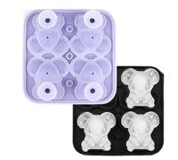 Moule à glaçons | Bac à glaçons en silicone 3D en forme de koala | Moule réutilisable facile à démouler | Plateau en silicone à 4 grilles pour whisky, cocktail, bière, bourbon, café, jus, boisson
