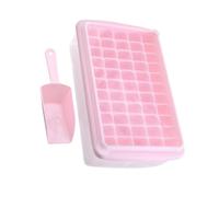 Moule à Glaçons en Plastique avec Couvercle et Pelle Cuisine | Bac à Glaçons Ménager, Barquette Plastique Rose, Retrait Facile, Nettoyage Simple, Anti-débordement