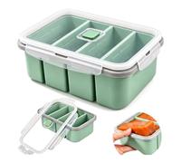 Moule à glaçons en silicone avec couvercle, grand bac à glaçons (vert) | Moule à 4 compartiments, sans BPA et anti-fuite, passe au lave-vaisselle, pour soupe et sauce, préparation de repas