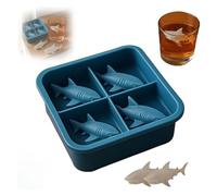 Moule à glaçons en silicone en forme de requin, bac à glaçons en silicone à 4 compartiments, avec décoration de boisson faite maison, moule à glace 3D intéressant en forme d'animal, facile à démouler