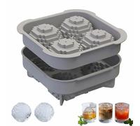 Moule à glaçons sphérique avec couvercle, machine à glaçons en silicone pour bar de fête, grand plateau de congélation rond pour cocktails, boissons froides et café glacé, démoulage facile et passe au