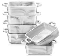 Moule à gratin en porcelaine, MALACASA mini-moule à gâteau, lot de 6 mini-moules à soufflé, moules de cuisson pour crème brûlée, desserts et soufflés, carrés, 200 ml