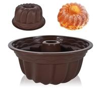 Moule à Kougelhopf, Ø 23 cm Moules à Kouglof, Moule à Gâteau en Silicone Anti-adhésif Réutilisable, Moule à Pâtisserie pour Gâteaux, Gelée, Pain-Lave-vaisselle (Brun)