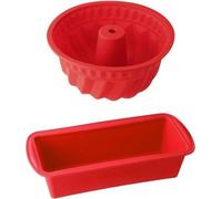 Moule à Kougelhopf et Moule à Cakes Silicone Dr. Oetker Flexxibel Love, Rouge, 2 Pièces, 24 x 10 cm, 21,5 cm Diamètre