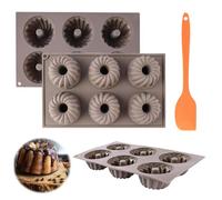 Moule à Kouglof en Silicone, 3 Pièce Mini Moule à Kougelhopf Silicone | Moule Gâteau Gugelhupf Mini Beignets Moule avec Revêtement Antiadhésif pour Muffins Jello Gélatine Gâteau