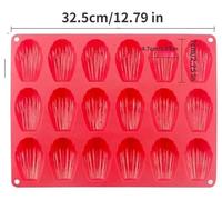 Moule à madeleines en silicone, revêtement antiadhésif, capacité de 18 moules, couleur aléatoire