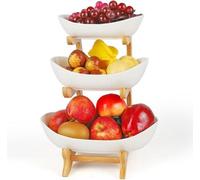 Moule à mousse aux fruits en céramique, moule à gâteau à trois étages, moule à base en bois, plat à fruits décoratif, accessoire de cuisine
