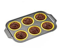 Moule à muffins en silicone - Moules À Muffins Réutilisables 6 Cavités - Moules en silicone pour cuisson | pour Petit-déjeuner, Desserts, Chocolat, Œuf, Four, Friteuse à Air,