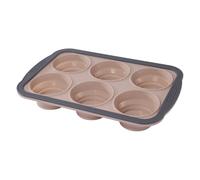 Moule à muffins en silicone pliable pour 6 cupcakes avec cadre en métal | Cette plaque de cuisson pliable en silicone vous permet de libérer facilement les cupcakes en poussant les moules flexibles
