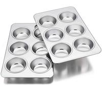 Moule à muffins Moule à cupcakes Moule à madeleines - Inox - Lot de 2 - 6 muffins par moule - Compatible lave-vaisselle