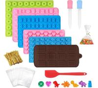 Moule à oursons en gélatine, 6 pièces, moules à bonbons en silicone, avec 2 pipettes, biscuits pour chiens, moule à pâtisserie, moule en silicone, moule à glaçons, cœur, pour bonbons, gelée, chocolat