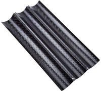 Moule à pain, accessoires de boulangerie, moules à pain, plaque de cuisson avec revêtement antiadhésif pour 3 baguettes, moule à pain haut de gamme (38 x 24,5 x 2,4 cm), noir