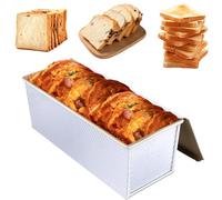 Moule à Pain avec Couvercle en Alliage d'Aluminium 1 kg 34 x 13,5 x 12 cm | HEIYUET, Métal Léger, Surface Ondulée, Fond à 3 Trous, Bords Arrondis, Cuisson Homogène, Idéal Petit-Déjeuner et Goûter