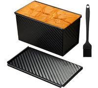 Moule à pain carré Unyqoos® en acier au carbone avec couvercle – multifonctionnel pour le pain, les gâteaux et les brownies, résistant à la chaleur jusqu'à 230°C
