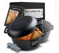 Moule à pain en fonte avec couvercle, 4,6 litres, forme ronde, couleur noire