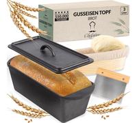 Moule à pain en fonte avec couvercle - Moule pour pain et gâteaux - Cocotte rectangulaire en fonte pour la cuisson et la rôtisserie