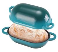 Moule à pain en fonte émaillée avec couvercle, 2,75 litres, adapté au four, bleu-vert
