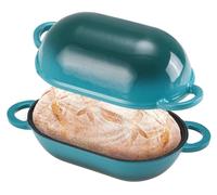Moule à pain en fonte émaillée avec couvercle, 23 cm, cocotte émaillée, 2,75 L, dégradé de couleurs bleu-vert