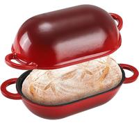 Moule à pain en fonte - Pour la cuisson du pain - Chaleur uniforme - 23 cm - Rouge