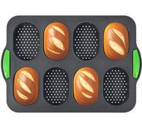 Moule à pain en silicone Unyqoos® de 34 x 23 x 2,5 cm, adapté au contact alimentaire avec revêtement antiadhésif – moule flexible pour pains et baguettes, résistant à la chaleur du four et au froid du
