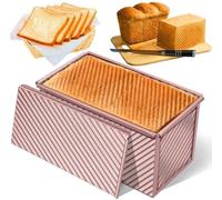 Moule à pain rose doré Unyqoos® avec couvercle – revêtement antiadhésif de haute qualité, fond ondulé avec orifices d'aération, acier au carbone de qualité alimentaire, dimensions 20,8 x 12 x 11 cm, p
