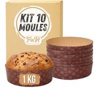 Moule à Panettone 1 kg de qualité supérieure (10 pièces) - Caissettes Panettone professionnelles en papier ondulé pur cellulose au micro-onde, résistant à la chaleur 220 degrés C