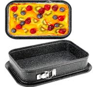 Moule à pâtisserie rectangulaire, plaque de cuisson carrée, moule à gâteau, moule à pain, plaque de cuisson en métal avec fond amovible (rectangulaire, 35 x 24 cm), moule à gâteau rectangulaire en aci