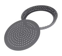 Moule à Pizza Fond Amovible Antiadhésif en Acier Carbone, Rond 8 Pouces | Bords Cannelés et Perforés, Cuisson au Four, Service Facile, Noir, pour Pizza et Fonds de Tarte