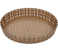 moule à quiche, à tarte et à pizza percé, Ø 25 cm, moule à fond mobile en acier au carbone couleur bronze, avec revêtement anti-adhésif et recettes