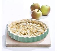 Moule à quiche Famanu, forme ronde, résistant aux rayures et aux coupures, 28 cm, en céramique (vert)
