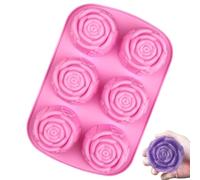 Moule à roses en silicone, blocs de glace de rose | Moule à gâteau en mousse rose | Grand bloc de glace, 6 cavités, lave-vaisselle sans danger pour cocktails réfrigérés, whisky,