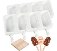 Moule à sucette glacée, moule à sucette glacée classique avec bâtons, en silicone pour un démoulage facile, moule maison pour glace et sucette glacée au chocolat. Moule 4 cavités sans couvercle, moule