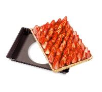 Moule à tarte amovible rectangle acier revêtu antiadhérent bords cannelés 30 cm Mathon