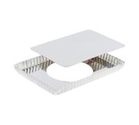 Moule à tarte rectangulaire en fer blanc fond amovible bords cannelés Gobel