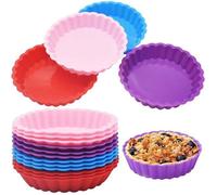 Moule à Tarte Silicone 12 pièces Round Cake Molds Mini Quiche Moules Antiadhésif Baking Pans pour Tartelettes Multic MOULE A GATEAU