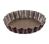 Moule à tartelette - GOBEL - Ronde cannelée - Ø12cm - Fond fixe - Acier anti-adhérent - Hauteur 2cm - Marron