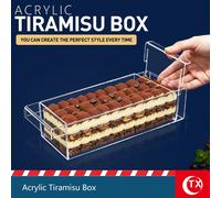 Moule à tiramisu en acrylique transparent avec couvercle, moule à gâteau au fromage rectangulaire amovible, boîte d'affichage de gâteau carré à mousse, plateau long de base de gâteau S,30 cm de long,4
