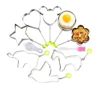 Moule à œufs - 8 moules - Ustensiles de cuisine avec pinceau, anneaux à rôtir - Pour la préparation de hamburgers, salades, sandwichs, crêpes et omelettes