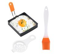 Moule à œufs carré - Anti-adhésif - Avec poignée en silicone - Pour petit-déjeuner, omelette, sandwich